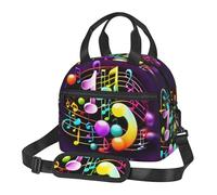 NUYFVG Borsa portapranzo colorata con note musicali, riutilizzabile, isolata, per adulti, per lavoro, viaggi, donne e uomini