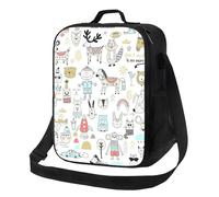 NUYFVG Borsa termica per il pranzo con coniglio, volpe, dee e animali, borsa termica per il pranzo, riutilizzabile, per donne e uomini