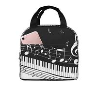 NUYFVG Borsa termica termica per il pranzo con tasti di pianoforte con note musicali, borsa termica per uomo e donna, organizer impermeabile per picnic, lavoro, scuola, viaggi