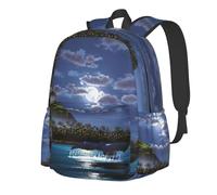 NUYFVG Ocean Night Whale - Zaino da scuola per ragazze e ragazzi, elegante, per scuola, viaggi, stile casual, Nero , Taglia unica