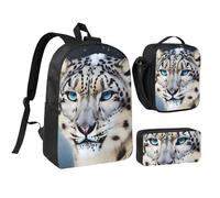 NUYFVG Set di 3 zaini con stampa a pois neri e bianchi, borsa per la scuola da 43 cm, con borsa termica per il pranzo e astuccio per studenti, adolescenti, ragazze e ragazzi, Come nella foto, Taglia