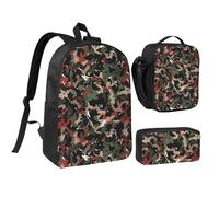 NUYFVG Set di 3 zaini con stampa bowling, borsa per la scuola da 43 cm con borsa termica per il pranzo e astuccio per studenti, adolescenti, ragazze e ragazzi, Come nella foto, Taglia unica