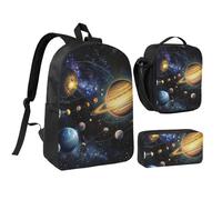 NUYFVG Set di 3 zaini con stampa di fenicotteri sulla spiaggia, 43 cm, borsa per la scuola con borsa termica per il pranzo e astuccio per studenti, adolescenti, ragazze e ragazzi, Come nella foto