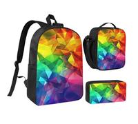 NUYFVG Set di 3 zaini con stampa di rose, borsa per la scuola da 43 cm con borsa termica per il pranzo e astuccio per studenti, adolescenti, ragazze e ragazzi, Come nella foto, Taglia unica