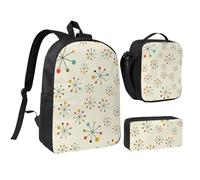 NUYFVG Set zaino con stampa moderna retrò morbido traspirante borsa portapranzo portapenne cinghie regolabili ragazzi ragazze adolescenti