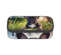 NUYFVG Simpatico astuccio nero con stampa di un carlino per adolescenti, grande, per studenti, scuola, viaggi, cancelleria essenziale