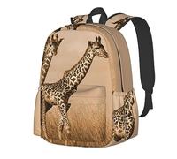 NUYFVG Two Giraffe Running On The Barren stampato zaino per computer portatile da donna elegante zaino casual per lavoro viaggi d'affari, nero, taglia unica