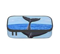 NUYFVG Whale Tail - Astuccio grande capacità con scomparti multipli, stampa impermeabile, in poliestere per articoli scolastici (design quadrato)