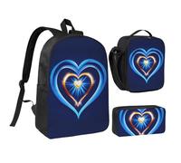 NUYFVG Zainetto leggero ed elegante con stampa a forma di cuore celeste per la scuola, per studenti, per viaggi, attività all'aperto