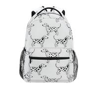 NUYFVG Zaino bianco con cane dalmata, per la scuola, per ragazzi e ragazze, zaino da viaggio per la scuola secondaria, leggero, casual