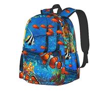 NUYFVG Zaino casual per computer portatile, con stampa di ingranaggi a tema orologi, Il mondo subacqueo pesce tropicale, Taglia unica