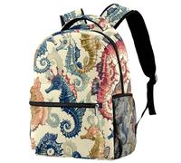 NUYFVG Zaino colorato con stampa cavalluccio marino per bambini Lagre Capacità Zaino per bambini Zaino per la scuola Borsa per libri per ragazzi Primaria Junior