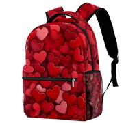 NUYFVG Zaino con cuori rossi a pois per bambini Lagre Capacità Zaino per bambini Zaino per la scuola Borsa per libri per ragazzi Primaria Junior, Come nella foto, Taglia unica