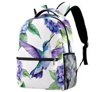 NUYFVG Zaino con fiori di colibrì ad acquerello per bambini Lagre Zaino per bambini Zaino per bambini Zaino per la scuola Borsa per libri per ragazzi Primaria Junior, Come nella foto, Taglia unica