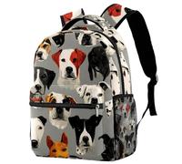 NUYFVG Zaino marrone con testa di cani dei cartoni animati per bambini Lagre Capacità Zaino per bambini Zaino per la scuola Borsa per libri per ragazzi Primaria Junior, Come nella foto, Taglia unica