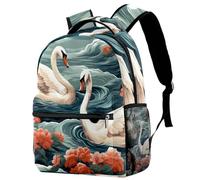NUYFVG Zaino scolastico cigni e fiori borse da scuola per ragazzi ragazze leggero bookbag casual zaini per donne uomini
