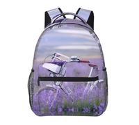 NUYFVG Zaino scolastico con stampa leopardata borsa per libri universitari elegante borsa per computer portatile casual per viaggio/business/donna/uomo, Lavanda Campo Retro Bike Agricoltura, Taglia