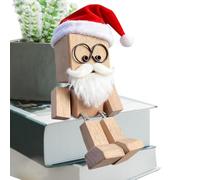 Nuyhadds Figurina di Uomo di Legno Che Scuote | Figurina con Azione di Oscillazione delle Gambe,Bambola di Legno con Design di Babbo Natale - per La Decorazione di Natale, Compleanno, Casa, Mensola,