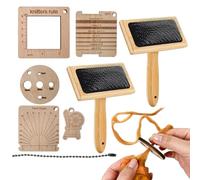 Nuyhadds Set carda in lana, spazzola per carda in lana | Spazzola per cani Slicker,Spazzole per cardatura per lana infeltrita ad ago, pettine per misto lana con manico in legno, set di spazzole per