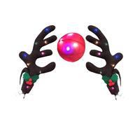 Nuyhadds Set di Corna di Renne per Auto con a LED, per Auto, Decorazione per Auto, Set di Corna di Renna a LED, per Auto, Natale, Inverno, Feste, Guida
