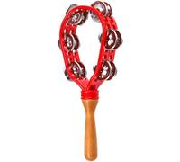 Nuyhadds Strumento musicale a mano, strumento a mano in legno, tamburello a mano sicuro con manico in legno, strumento a percussione impermeabile, design ecologico