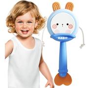 Nuyhadds Tamburo a sonagli per, Tamburo a sonagli per bambini,Giocattolo lenitivo per bambini dal design animale dei cartoni animati | Giocattolo rotante per tamburo a sonagli masticabile, giocattoli