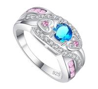 Nuyhgtr Anelli di promessa per lei, squisiti anelli di promessa in argento 925, anelli unici a forma di cuore per matrimonio, amicizia, famiglia, impegno, 9, fare riferimento alla descrizione, Unisex