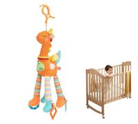 Nuyhgtr Car Seat Toys, Adorable Dangling Plush Animal Baby, Crib Toy with Wind Chimes, Multi-Sensory Crinkle Rattle Textures, Ideal for Travel, Bedtime, Bassinet, 50x17cm