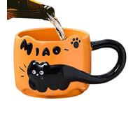 Nuyhgtr Cat Tea Cup, Stackable Breakfast Mug, Cartoon Decorative Cartoon Drinkware, Whimsical Coffee Cup to Your Kitchen Use, Hot Beverage Holder for Women Girls Mom Dad