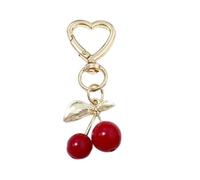 Nuyhgtr Cherry Bag Pendant, Cute Fruit Charm, Fashionable Cherry Keychains with Heart Key Ring, Stylish Purse Accessory for Bags, Christmas, and Valentine’s Day 7x2.5x1cm