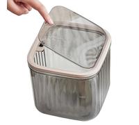 Nuyhgtr Desk Trash Can, Trasparente Garbage Can, Space Saving Container with Press Lid, Cosmetics Organizer, Vanity Waste Basket for Bathroom, Study, Room, Dorm, 6.02x6.02x5.51 pollici