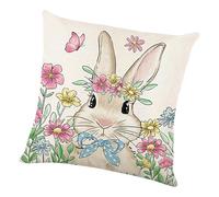 Nuyhgtr Easter Pillow Covers 18 x 18, Soft Spring Bunny & Egg Cushion Case, Decorative Holiday Throw Pillow Cover for Couch, Sofa, Home and Good at Office Decor, 45 x 45 cm