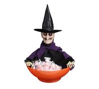 Nuyhgtr Halloween Candy Bowl, Screaming Candy Bowl, Witch Candy Holder, Halloween Candy Holder, Moving Candy Bowl, Light-Up Candy Bowl, Screaming Witch Candy Holder for Haunted House