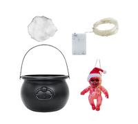 Nuyhgtr Halloween Decorations, Witch Cauldron Fog Maker, Halloween Black Cauldron Vasi con a LED, Sturdy Construction Scary Props for Entrance Table, Halloween Party, TV Cabinet, Fireplace