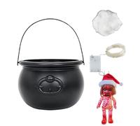 Nuyhgtr Halloween Decorations, Witch Cauldron Fog Maker, Halloween Black Cauldron Vasi con a LED, Sturdy Construction Scary Props for Entrance Table, Halloween Party, TV Cabinet, Fireplace