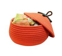 Nuyhgtr Halloween Pumpkin Basket, Woven Basket Lid, Dust-Proof Storage Bin, Seasonal, Cute Pumpkin Basket, Living Room Storage, Bedroom Organization Bin, Halloween Home Decor