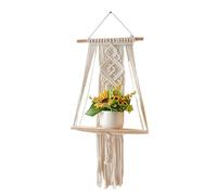 Nuyhgtr Rustic Wall Organizer, Wall Storage Shelf, Bohemian Plant Hanger, Macrame Plant Rack, Plant Wall Shelf, 30 x 65 cm, Hanging Plant Shelf for Kitchen and Bathroom Storage with Rustic Style