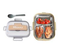 Nuyhgtr Stainless Steel Lunch Box, Meal Storage Container, Sturdy Meal Box, Leak-Resistant Lid and Cutlery, Food Box for Work, School, Picnic, and Outings, Cream, Purple, Blue, Green
