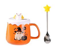 Nuyhgtr Unique Witch Mug, Multifunctional Pumpkin Mug, Halloween Drinkware, Halloween Mug with Spoon, Witch-Themed Drinkware, Spooky Halloween Tabletop Drinkware for Adults Kids