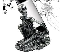 Nuyhgtr Wine Bottle Holder, Halloween Skull Counter Wine Rack, Resin Skeleton Storage Organizer, Spooky Themed Decorative Display, Hand-Painted Design For Kitchen, 19x12x18cm