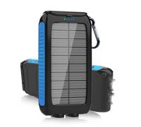 Nuynix Caricatore solare Power Bank, 38800mAh Caricatore portatile del telefono con 1 Type-C e 2 porte USB-A Built-in Dual LED Torcia, 15W Ricarica Veloce Impermeabile Caricatore del Pannello Solare