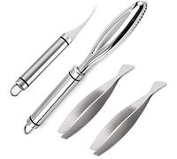 Nuyoah Squamatore Pesce Professionale Squama Pesce Acciaio Inossidabile Include Pinzett 4 Pezzi Set con Gamberetti Pelapatate per Cucina Gadget