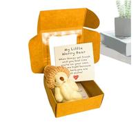Nuytghr Bear Stuffed Animal, Small Plush Gift, 3.35x1.57 Inches Handmade Pet Buddy, Lovely Cute Boxed Companion with Inspirational Card for Positive Home Decor for Women Men Kids
