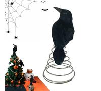 Nuytghr Crow Figurine, Halloween Mini Tree Topper, Artificial Model Decoration 7.48x3.78x5.12 Inches, Spooky Party Prop, Ideal for Indoor Outdoor Use, Garden, Yard, Porch, Patio, Pool, Christmas Tree