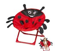 Nuytghr Foldable Saucer Chair Kids with Cartoon Ladybug Backrest, 19.29x12.2x12.2 Inches Comfortable and Portable Seat for Outdoor Camping, Lawn, Reading, Dining, Everyday Outings