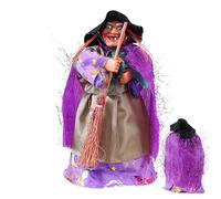 Nuytghr Halloween Figurines, Gothic Witch Sculptures, Vintage Spooky Decoration with Broom 3.15 x 2.36 x 6.5 inches, Porch, Living Room, Fireplace, Yard, Desk, Bar, Party, Workplace, Cemetery