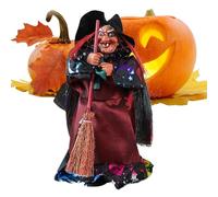 Nuytghr Halloween Figurines, Gothic Witch Sculptures, Vintage Spooky Decoration with Broom 3.15 x 2.36 x 6.5 inches, Porch, Living Room, Fireplace, Yard, Desk, Bar, Party, Workplace, Cemetery