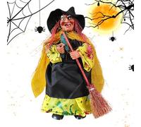 Nuytghr Halloween Figurines, Gothic Witch Sculptures, Vintage Spooky Decoration with Broom 3.15 x 2.36 x 6.5 inches, Porch, Living Room, Fireplace, Yard, Desk, Bar, Party, Workplace, Cemetery