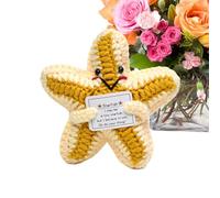 Nuytghr Inspiring Knitting, Plush Starfish Toy, Inspirational Knitted Softie, 3.94 Inches Cute Handmade Present, Positive Buddy, Ideal for Kids, School, Girl, Boy, Birthday
