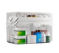 Nuytghr Organizzatore per medicinali, scatola portaoggetti per armadietti domestici, custodia rimovibile a 3 ripiani, 28,5 x 17 x 15,5 cm, contenitore portatile con vassoio, ideale per famiglie,